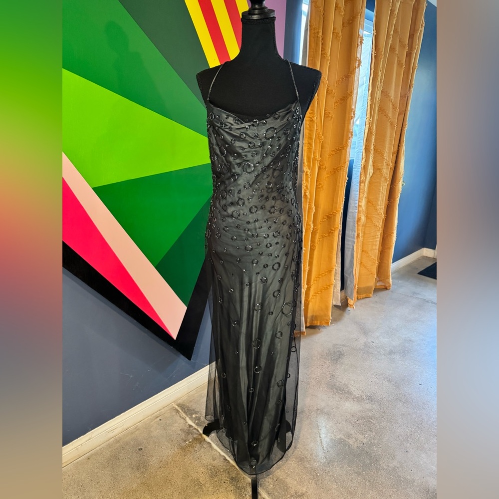 Vintage Y2K NiteLine by Naidré Open Back Silk Beaded Slip Gown